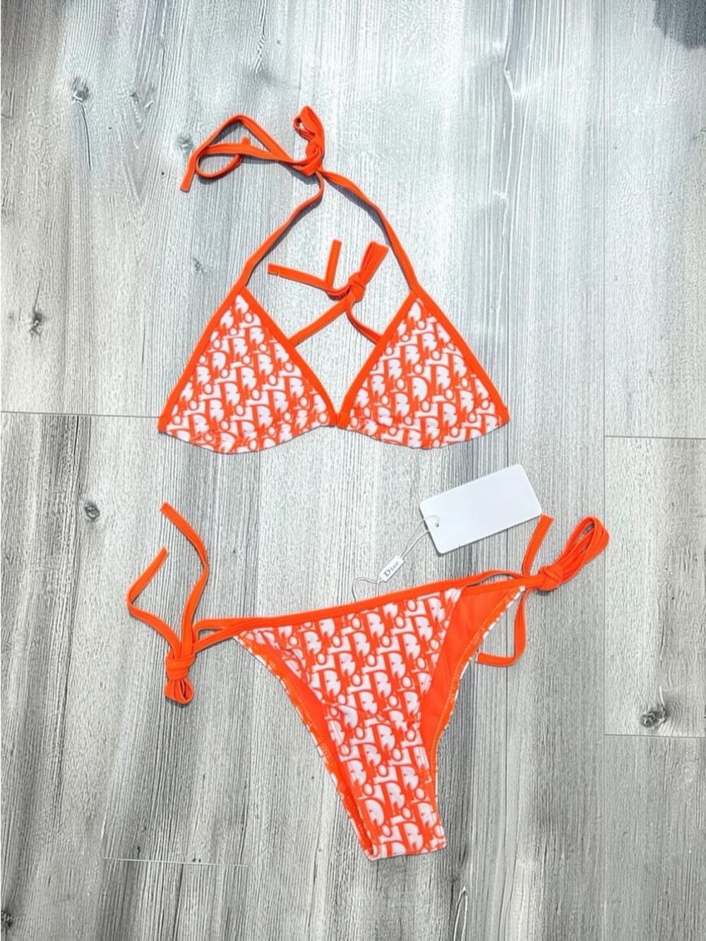 Christian Dior Dior Oblique Bikini Orange White Size Small NWT